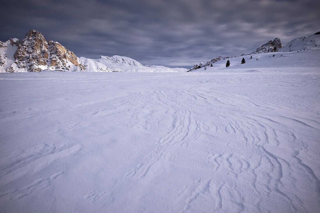 Snowscape, Fanes range, the Dolomites, Trentino-Alto Adige/Südtirol, Italy