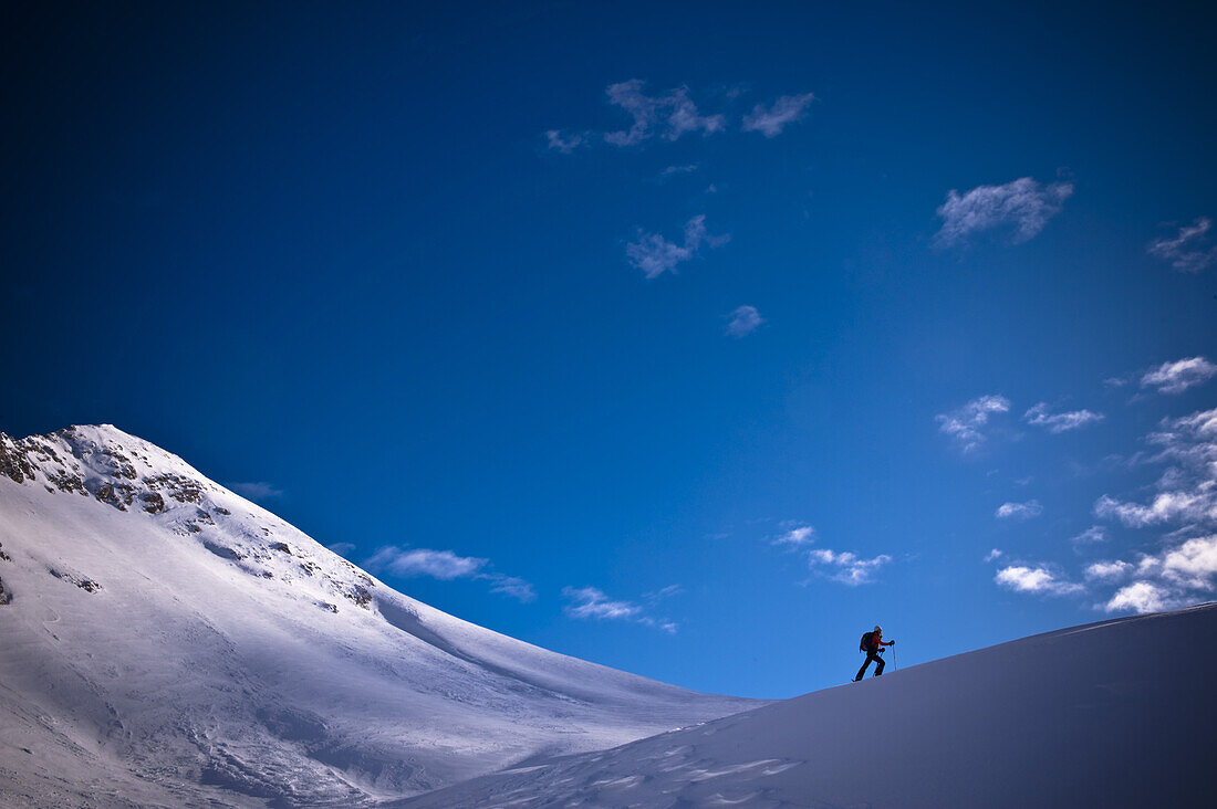 Skitourengeherin, Pareispitze, Dolomiten, Trentino-Südtirol, Italien