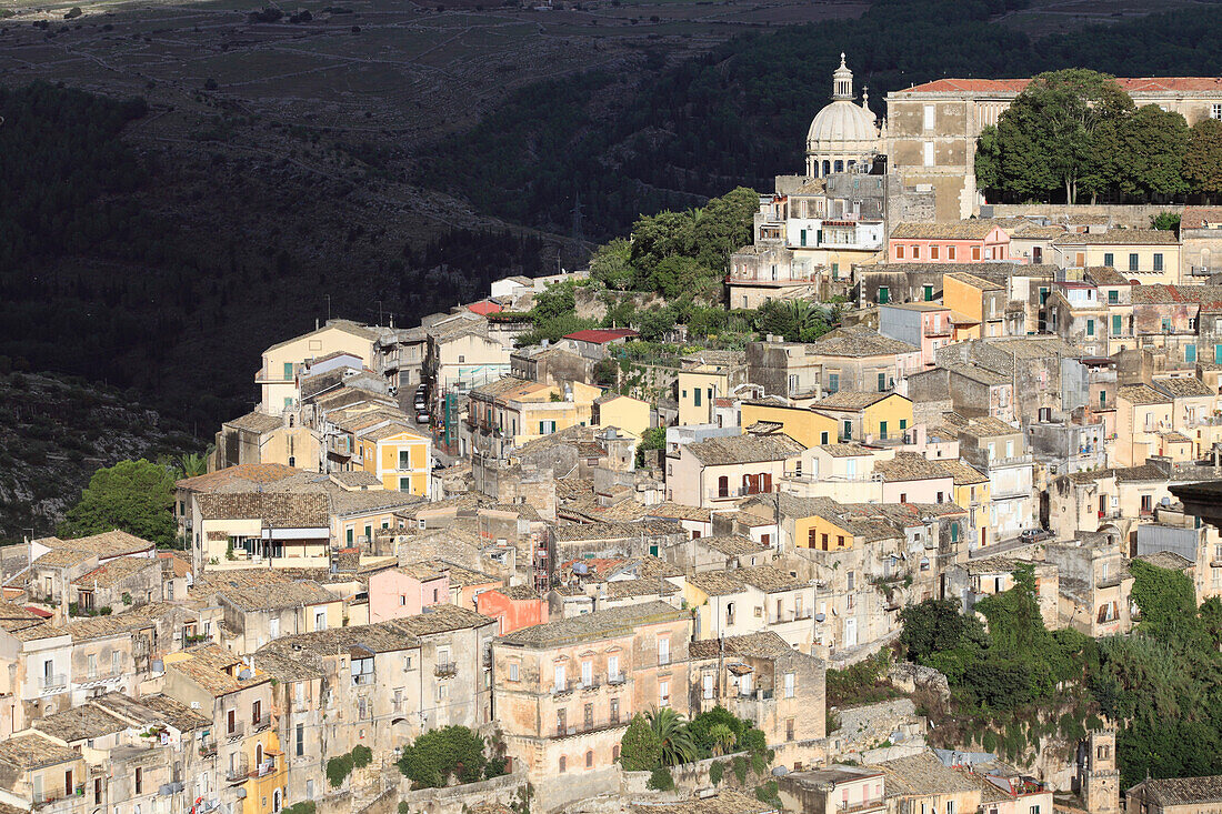 View on the baroque Ragusa Ibla, Province Ragusa, Sicily, Italy, Europe