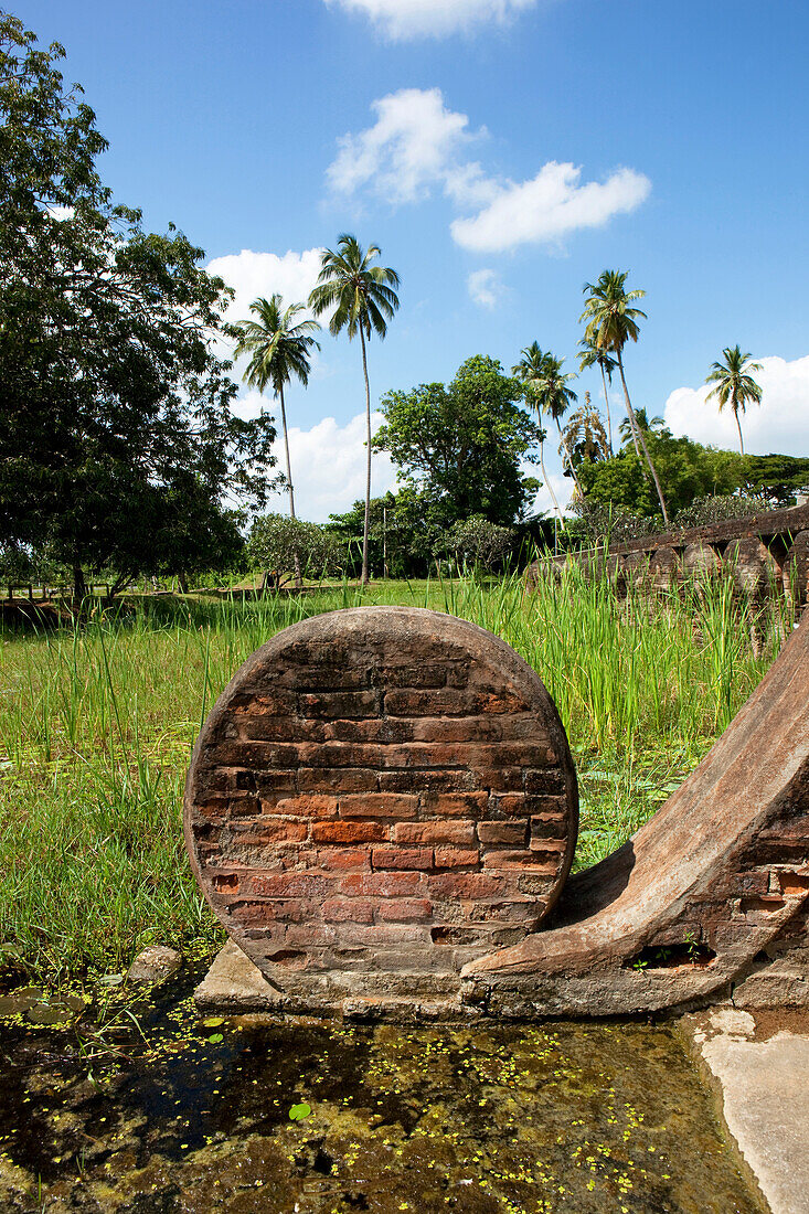 Wassergraben am Eingang zur Yatala Wehera Dagoba, Tissamaharama, Sri Lanka, Asien