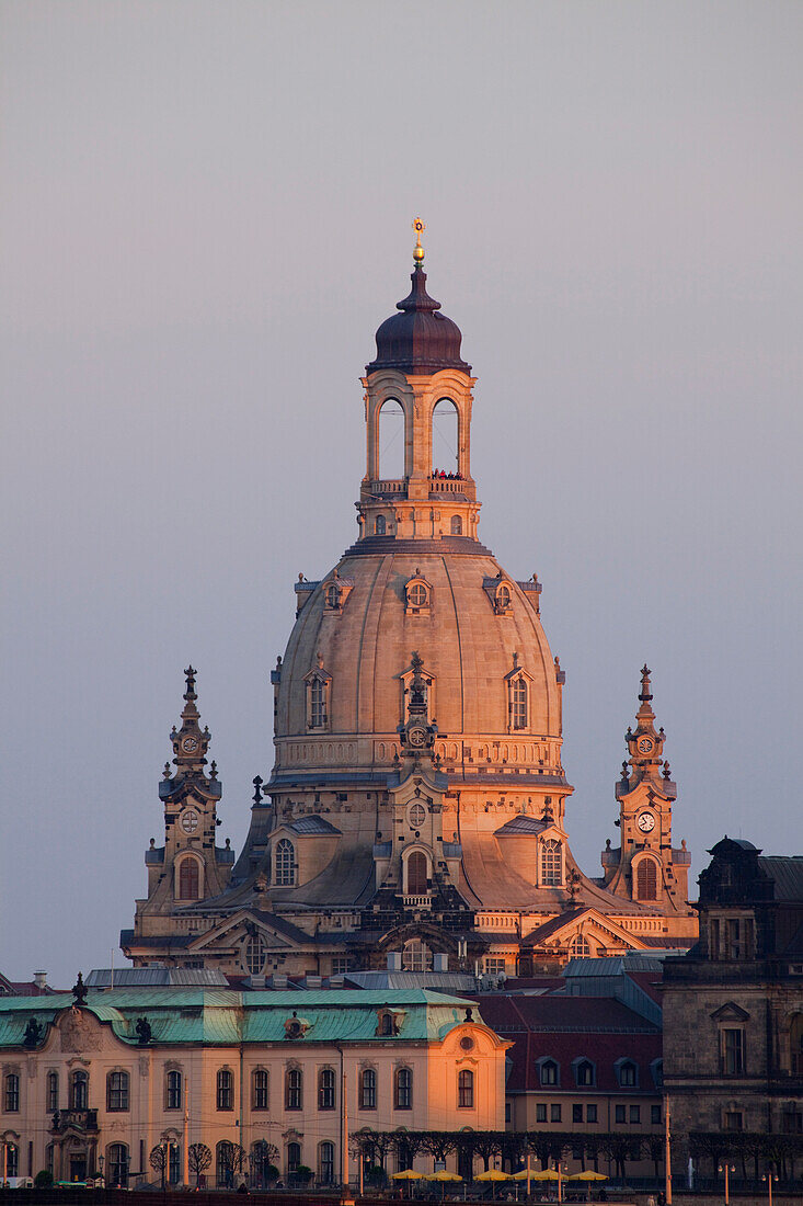 City view with the Frauenkirche, Church of our Lady, Brühlsche Terasse, Brühl´s Terrace, Brühl´s Palais, Dresden, Saxony, Germany