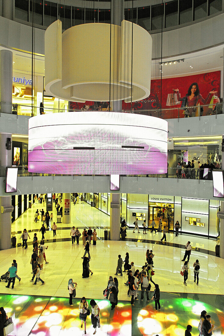 Dubai Mall next to Burj Khalifa, biggest shopping mall in the world with more than 1200 shops, Dubai, UAE