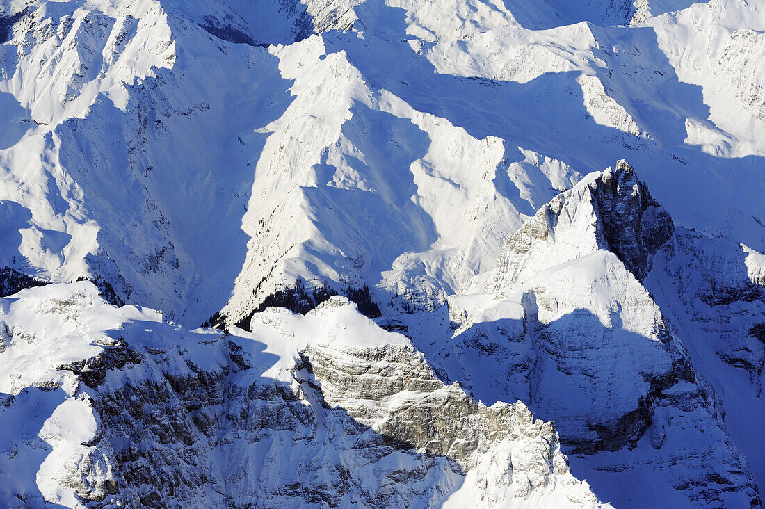 Kalkkoegel in winter, aerial photo, Kalkkoegel, Stubai range, Tyrol, Austria, Europe