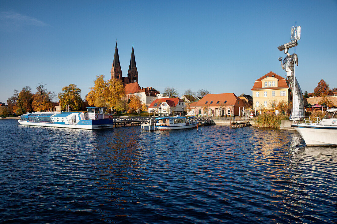 Lake Ruppin with St. Mary's Church, Ruppiner See, Neuruppin, Land Brandenburg, Germany