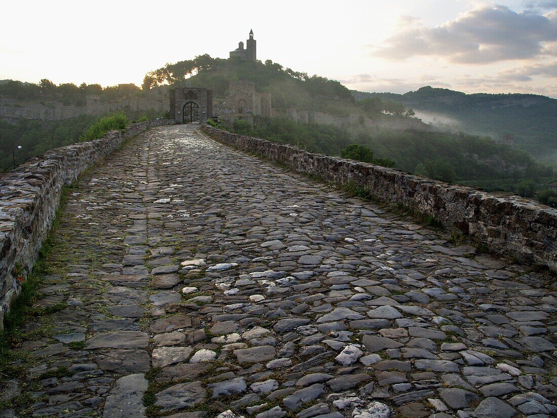 Tsarevets fortress with church of the Patriarchate on the  hill, Veliko Tarnovo,  Bulgaria