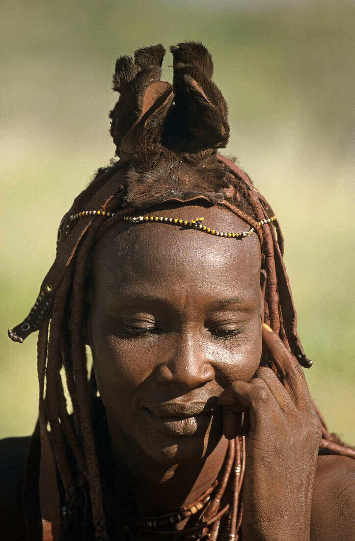 Africa, African, Afrika, Afrikaner, Belly, Black, Blue, Bosom, Bust, Chest, Color, Colour, Complexion, Culture, Cultures, Embellishment, Ethnology, Frau, Hair, Hairstyle, Half, Headdress, Headdresses, Himba, Himbas, Himbawoman, Hosting-nakt, Human, Humans