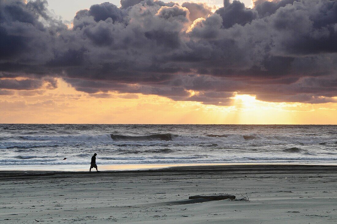 Horizont, Lang, Mensch, Sonne, Sonnenaufgang, Sonnenaufgänge, Strand, Strände, Überlegung, Washington, Wolke, G34-924958, agefotostock 