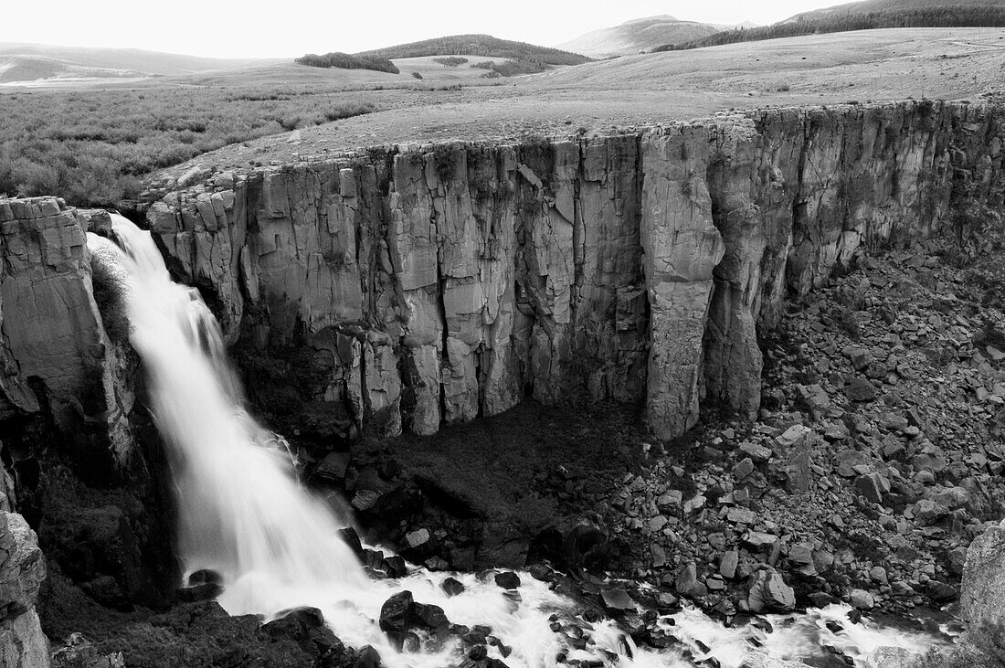 Black & white, Colorado, Landscape, Rock, Stream, Water, Waterfall, G34-981371, agefotostock 