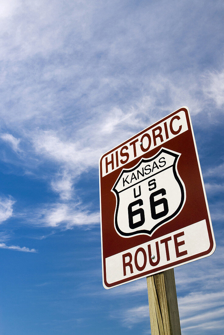 Historic Route 66 sign, Galena, Kansas, USA