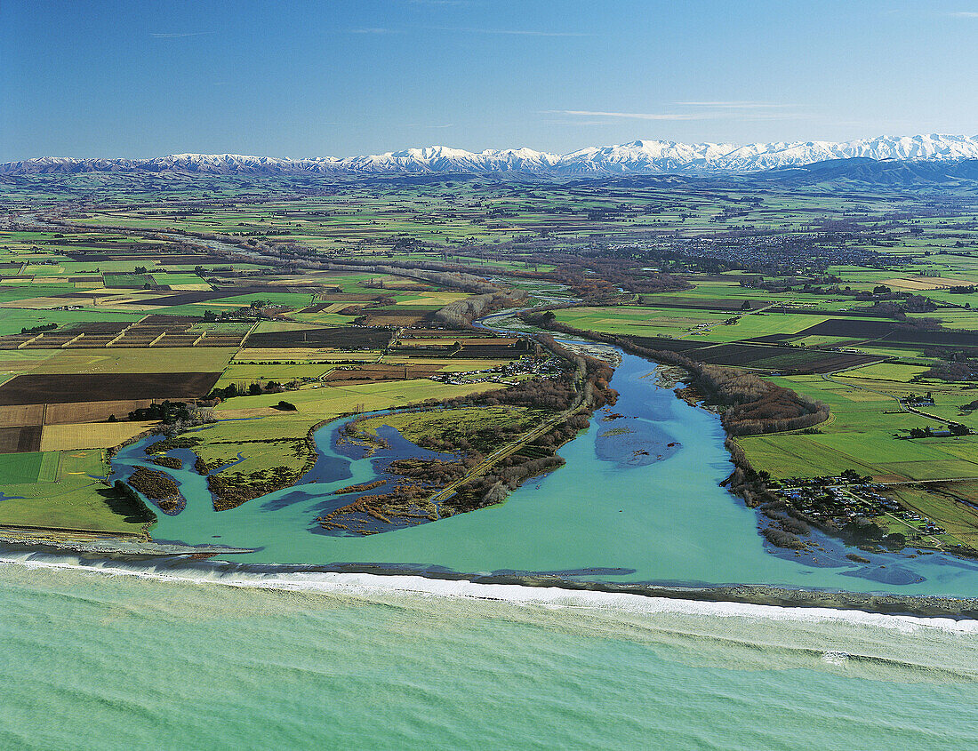 Opihi River mouth north of Timaru Canterbury New Zealand
