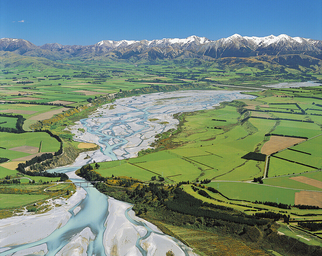 Waimakariri Gorge and the Torlesse Range aerial view Canterbury New Zealand