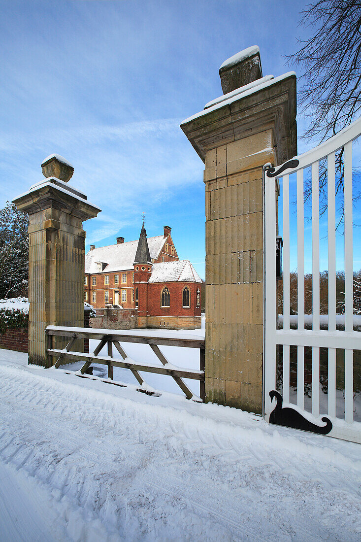 Wasserschloss Haus Hülshoff, bei Havixbeck, Münsterland, Nordrhein-Westfalen, Deutschland