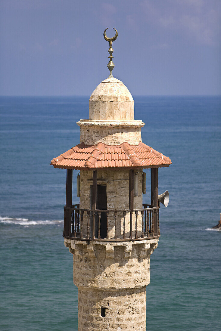 Minaret and the Mediterranean Sea, Jaffa, Tel Aviv, Israel, Middle East