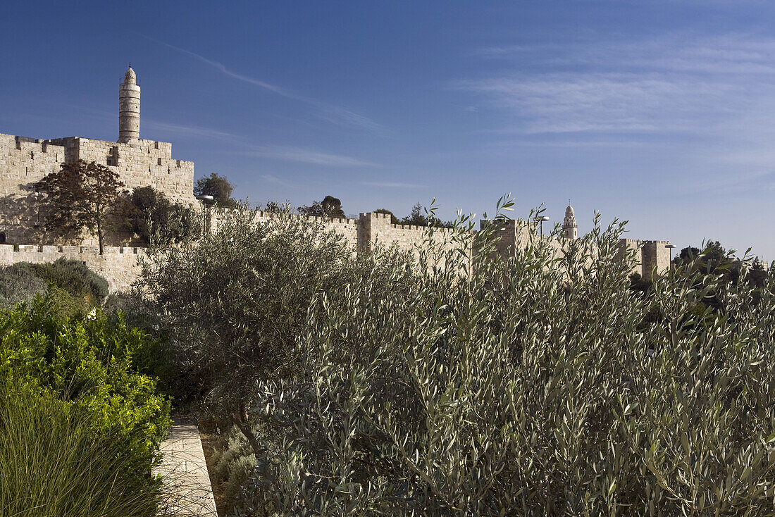 Tower of David, citadel and the old city walls, Jerusalem, Israel, Middle East