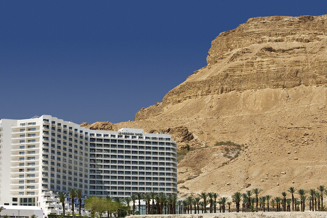 Meridean Hotel resort in front of a mountain, En Bokek, Israel, Middle East