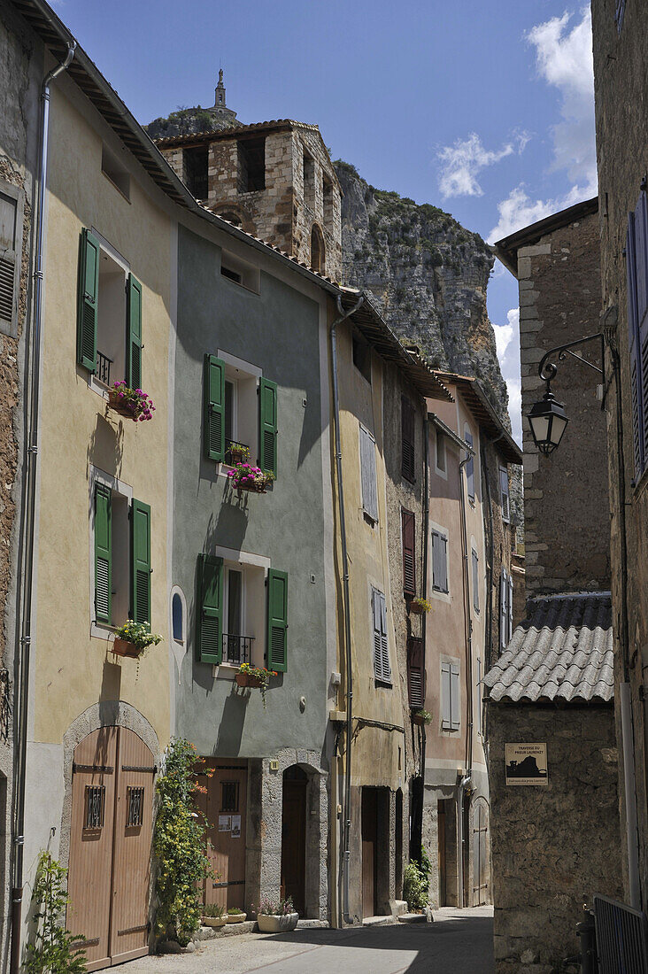 Street and houses of Castellane, Provence, France, Europe