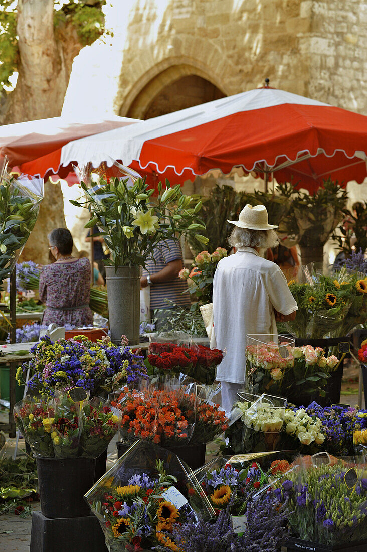 Blumenstand auf dem Markt, Aix-en-Provence, Provence, Frankreich, Europa