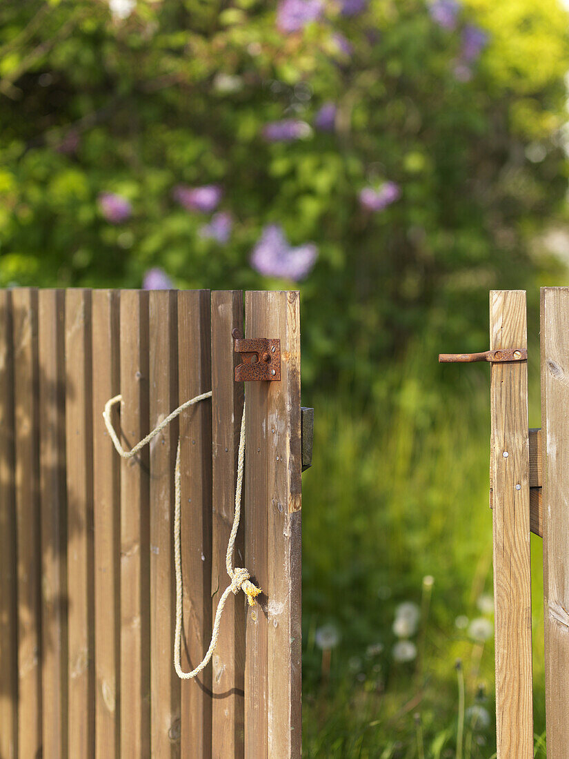 Open brown gate, Hano, Blekinge, Sweden