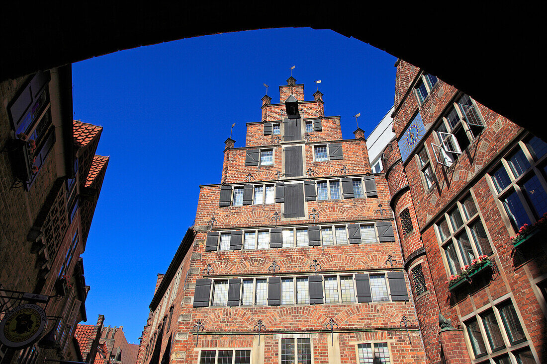 Gable of Roselius house, Böttcherstraße, Hanseatic City of Bremen, Germany, Europe