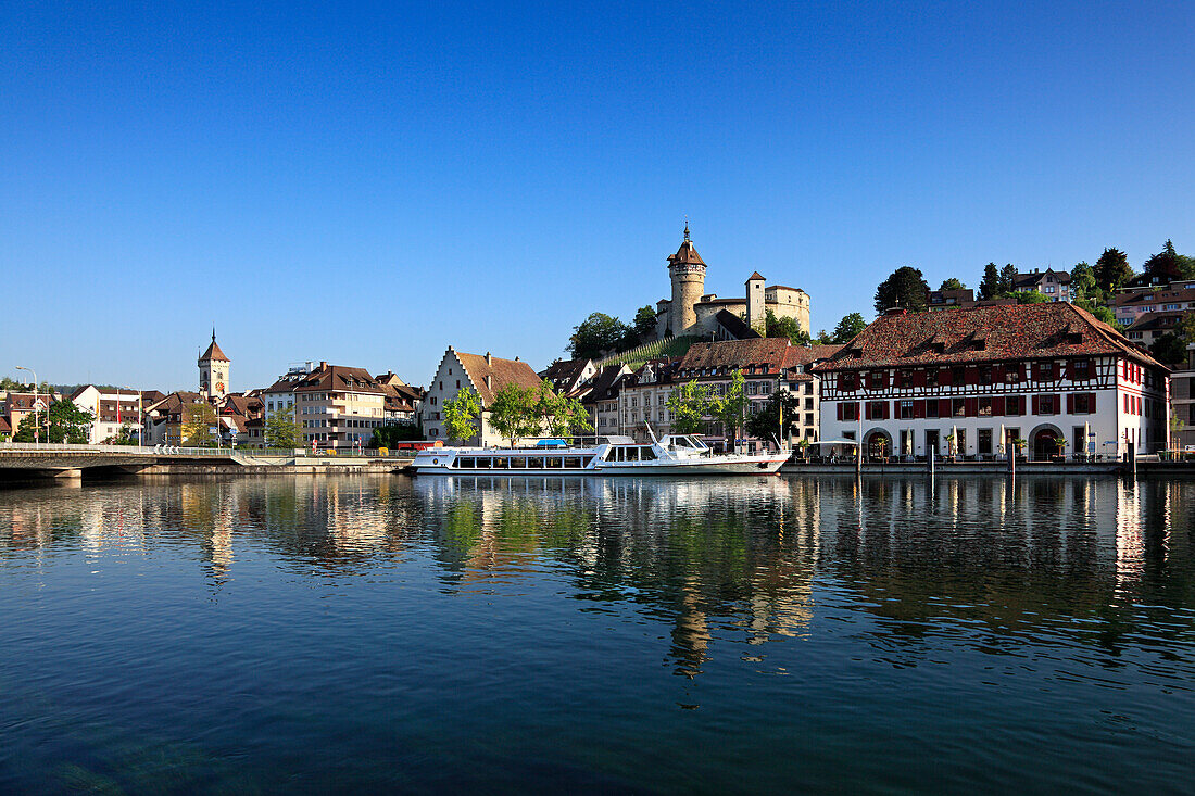 View over the Rhine river at the town of Schaffhausen, High Rhine, Canton Schaffhausen, Switzerland, Europe