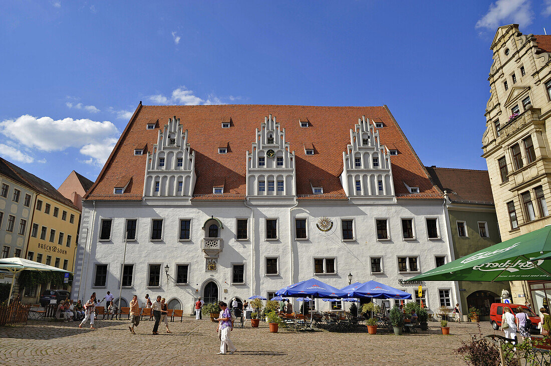 Rathaus am Marktplatz in der Altstadt von Meißen, Sachsen, Deutschland, Europa