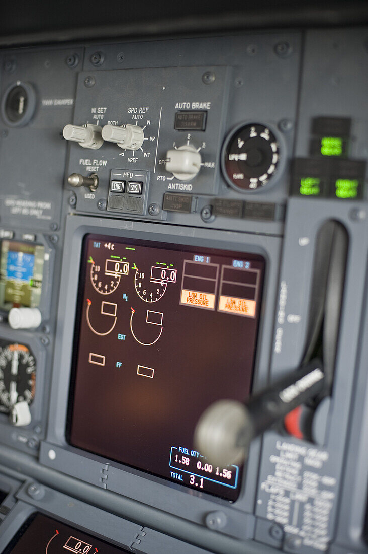 Cockpit, Munich airport, Bavaria, Germany