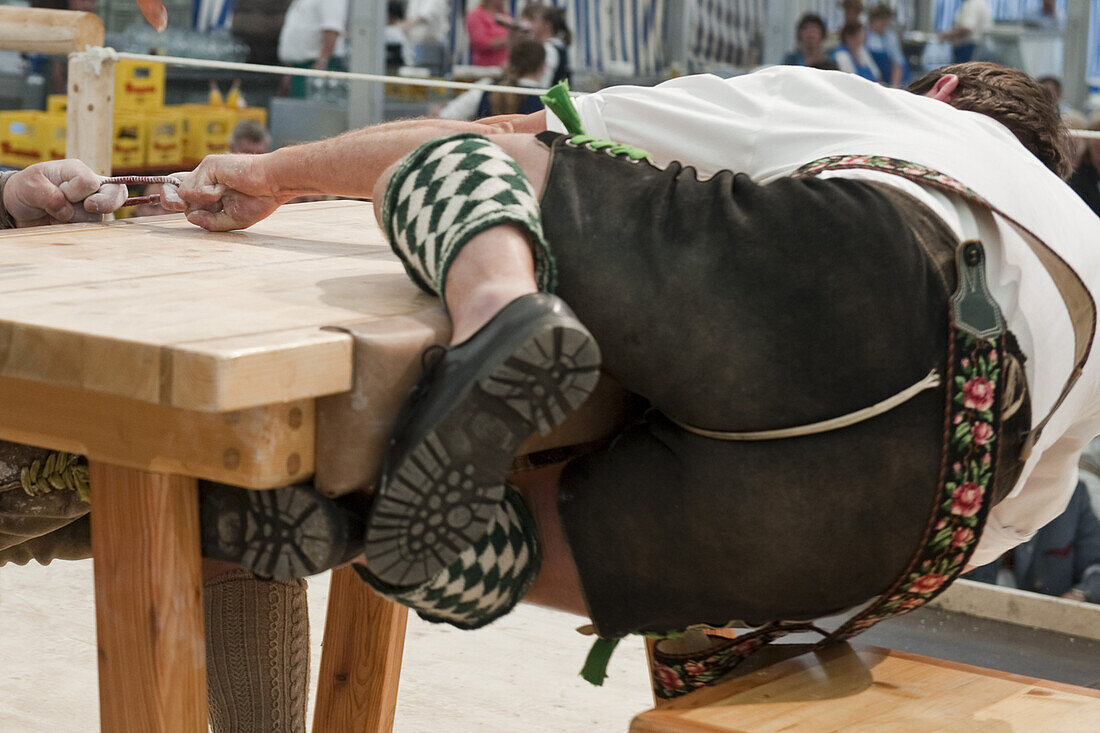 Competition, Alpine Finger Wrestling Championship, Antdorf, Upper Bavaria, Germany