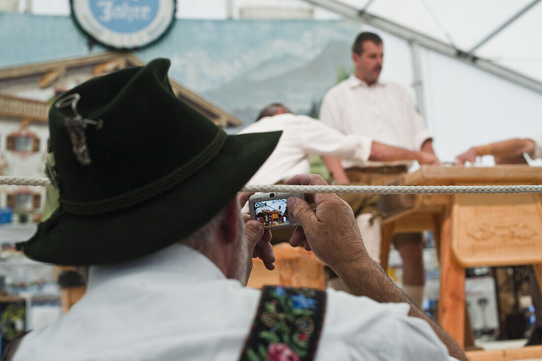 Competition, Alpine Finger Wrestling Championship, Antdorf, Upper Bavaria, Germany