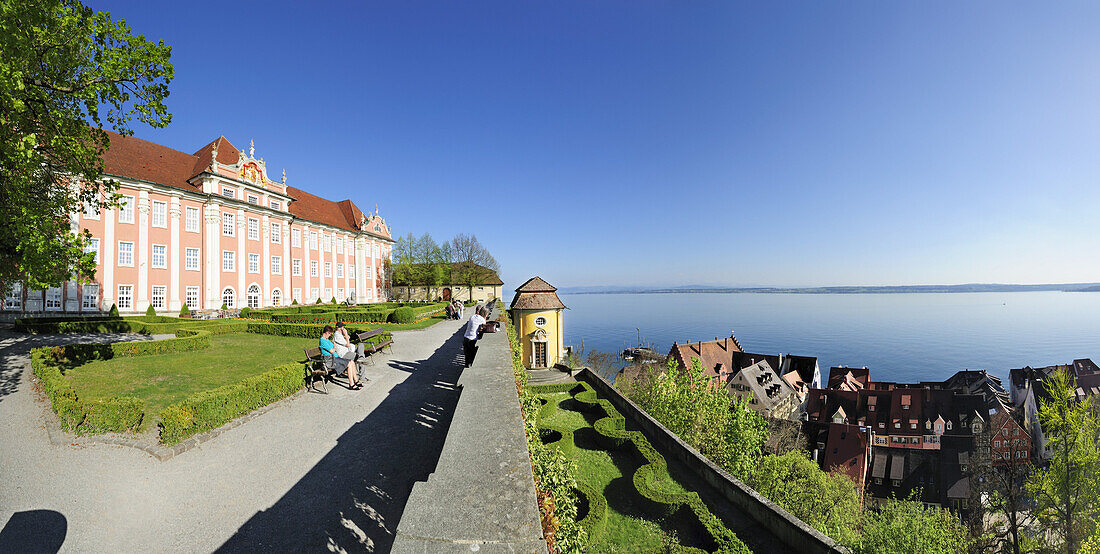 Panorama of the castle Neues Schloss, lake Constance, Meersburg, Baden-Wuerttemberg, Germany