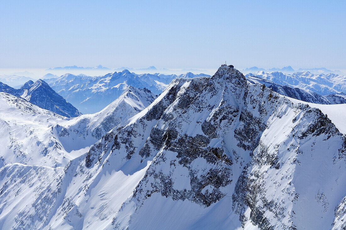 Hoher Sonnblick mit Zittelhaus am Gipfel, Rauriser Tal, Goldberggruppe, Hohe Tauern, Salzburg, Österreich