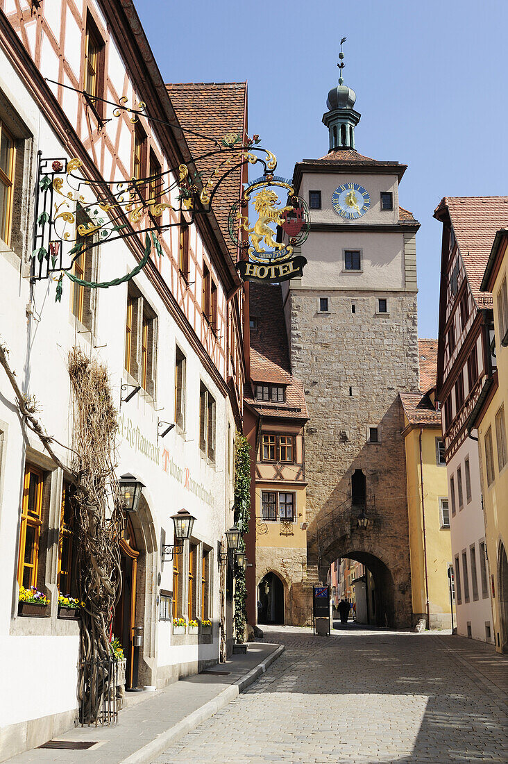 Tower, Weisser Turm, Rothenburg ob der Tauber, Bavaria, Germany