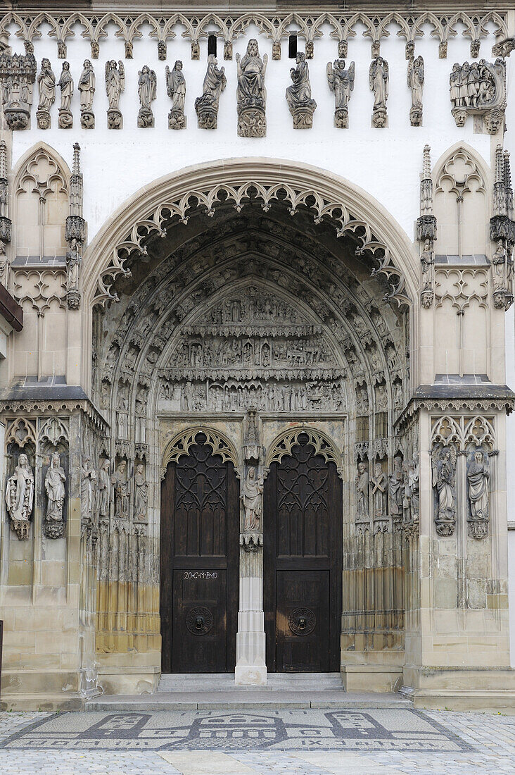 Portal at Augsburg cathedral, Augsburg, Bavaria, Germany