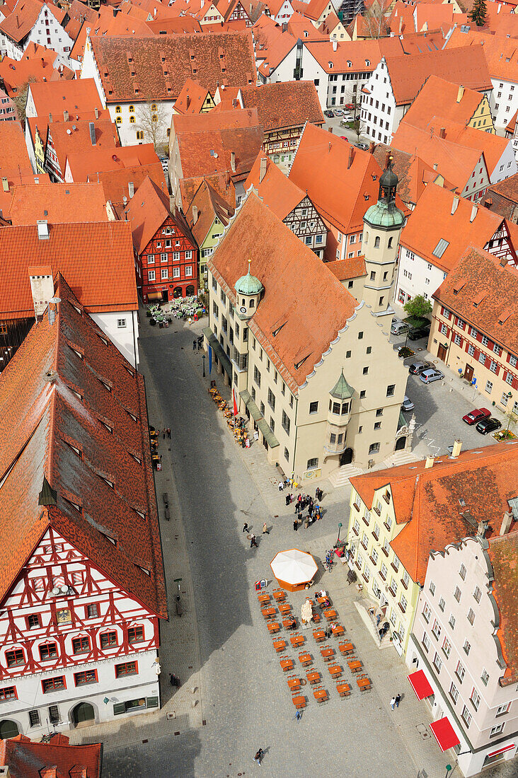 Nördlingen aus der Vogelperspektive, Blick vom Turm, Nördlingen, Donau-Ries, Bayern, Deutschland