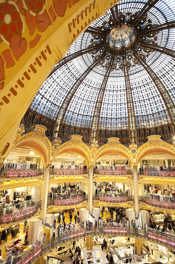 Interior view of department store Galeries Lafayette, one of the oldest department stores in France, Paris, France, Europe