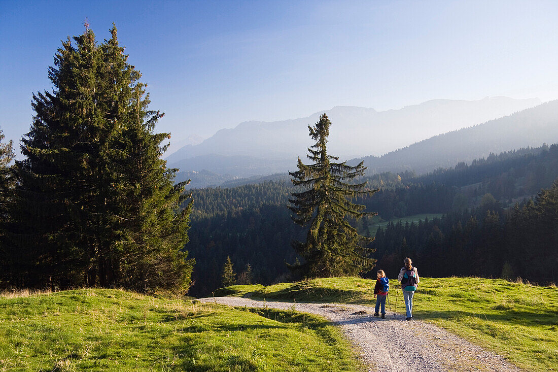 Hiking at mount Heigelkopf near Bad Tolz, Upper Bavaria, Germany