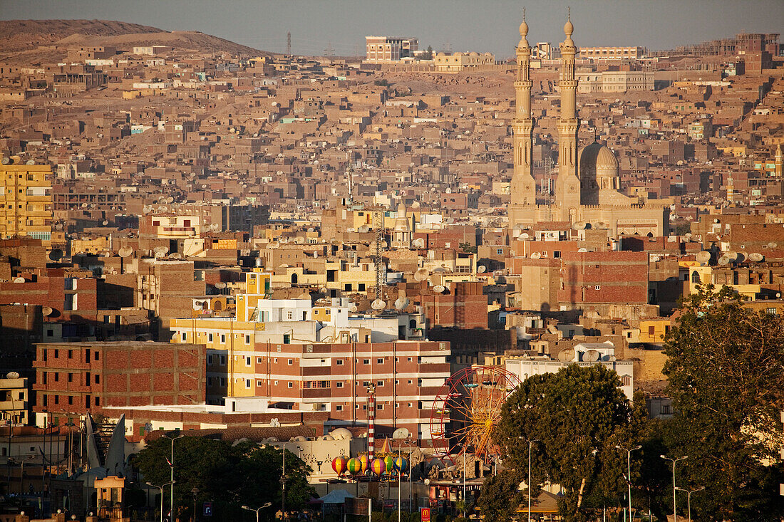 View of Aswan and the El Tabia Mosque, Egypt, Africa