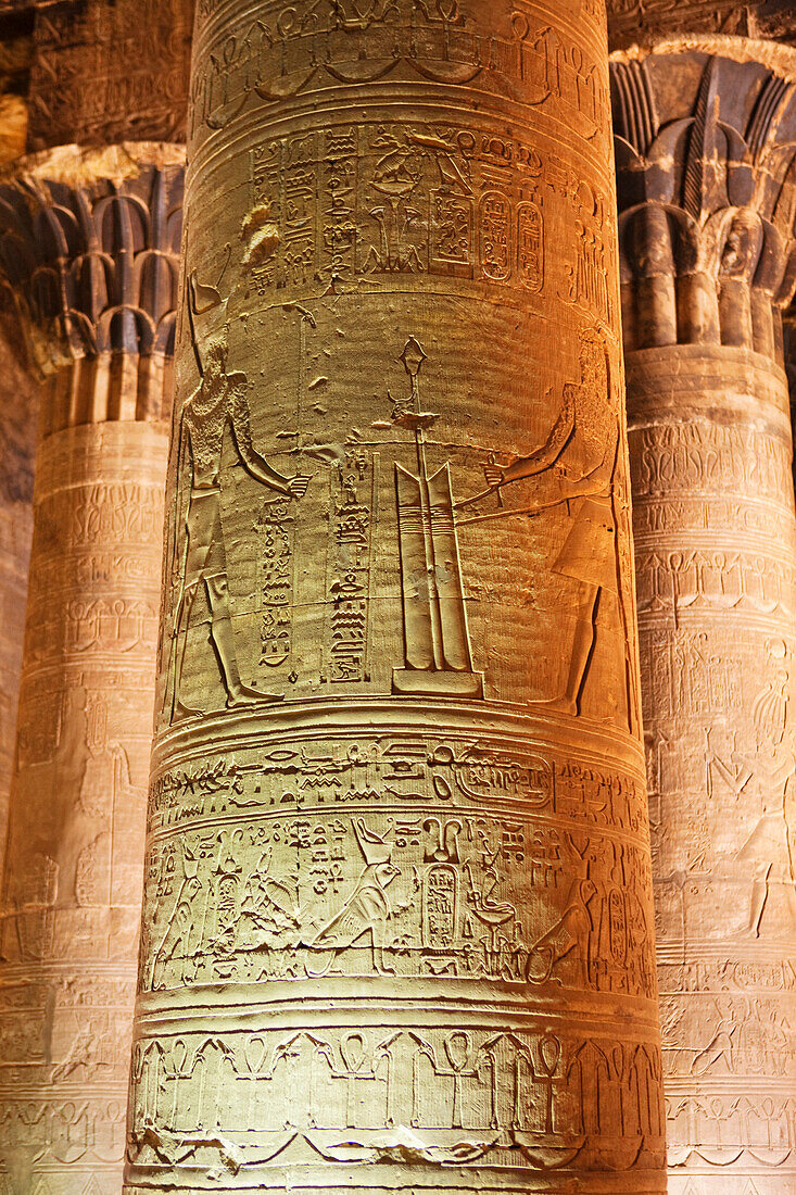 First hypostyle, Temple of Horus, Edfu, Egypt, Africa