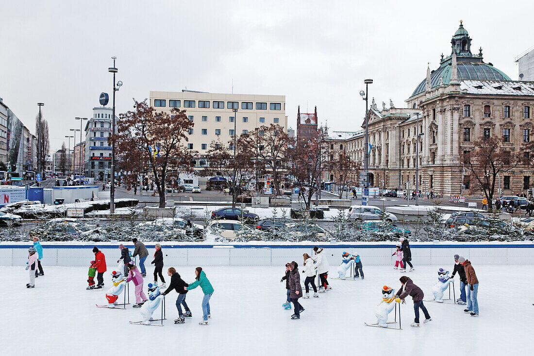 Ice skating at Karlsplatz, Munich, Bavaria, Germany