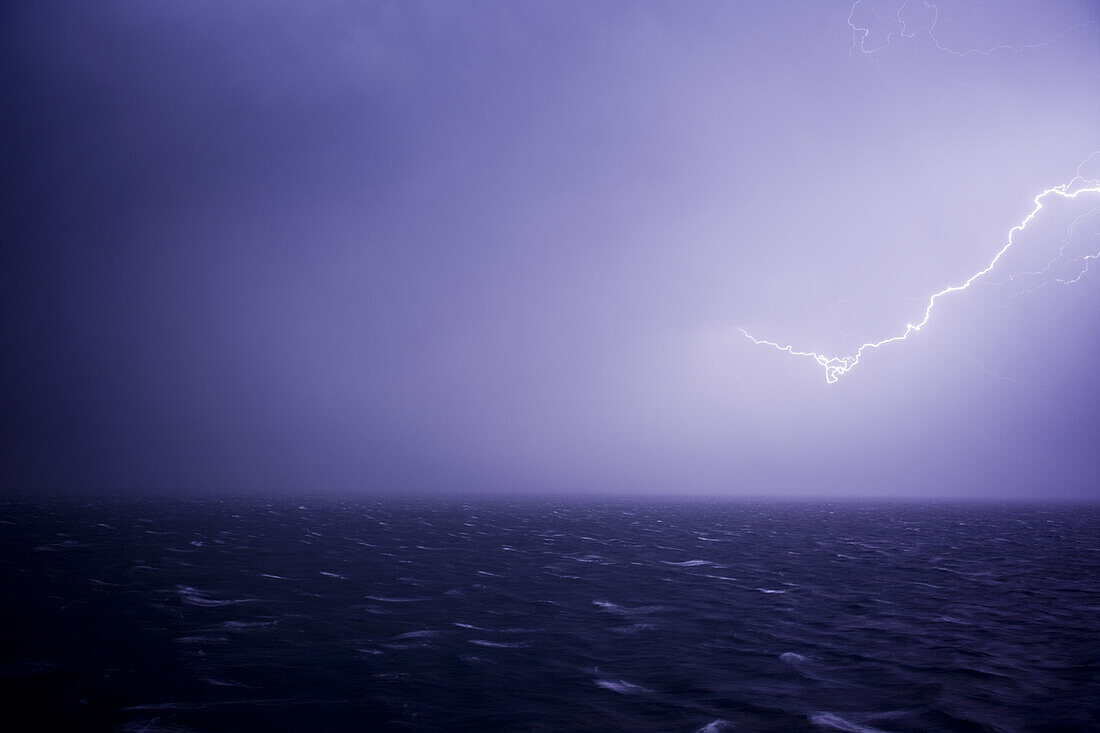 Dramatic lightning storm, South Atlantic Ocean, South America, America