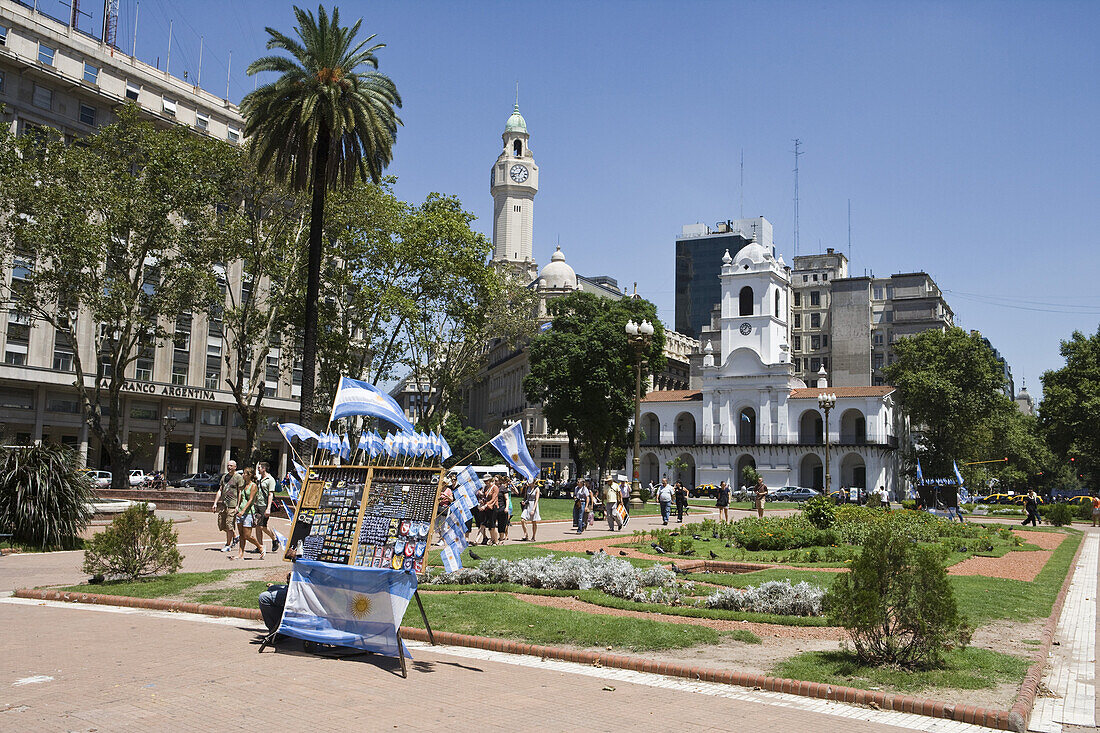 Argentine flags for sale at Plaza de Mayo, Buenos Aires, Argentina, South America, America