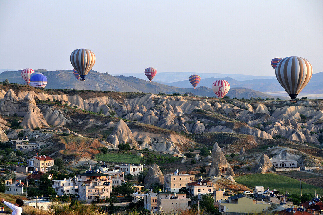 ballooning in the valley of Göreme, Cappadocia, Anatolia, Turkey