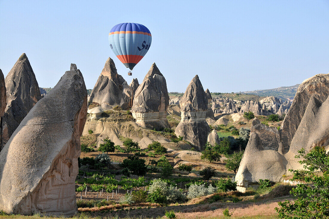 ballooning in the valley of Göreme, Cappadocia, Anatolia, Turkey