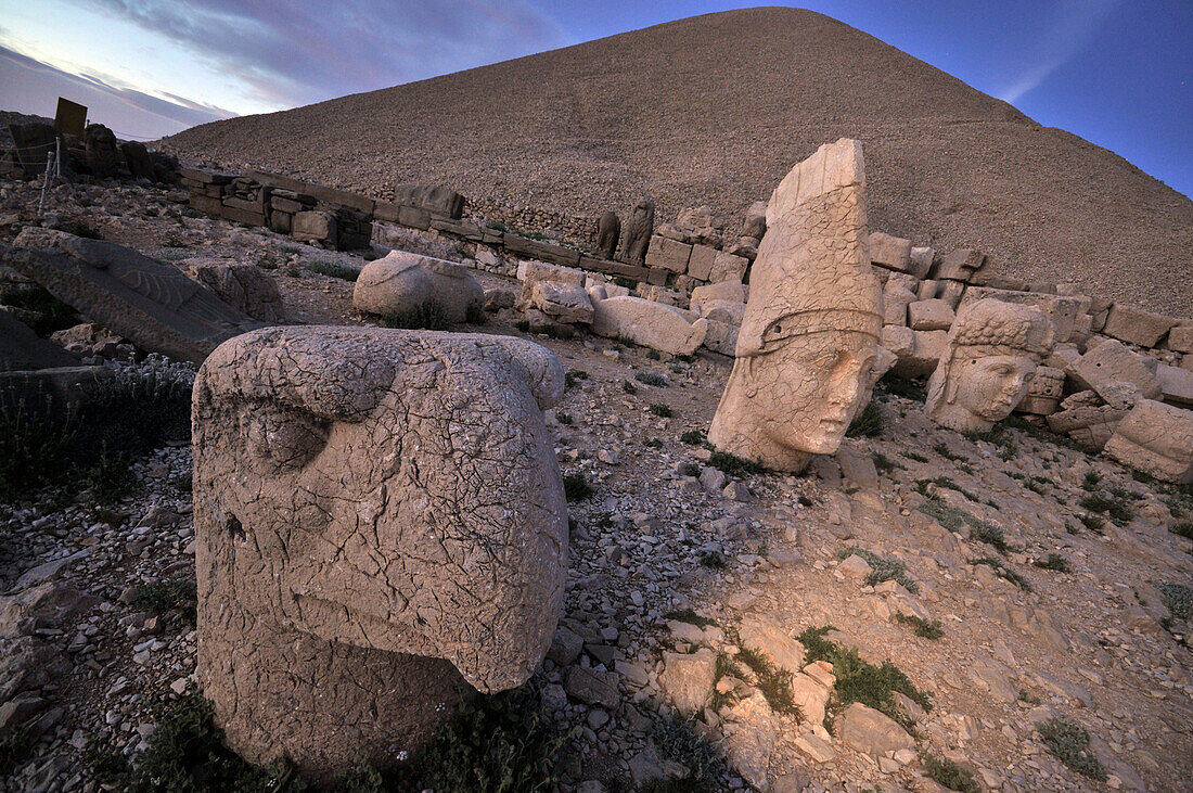 Close up view of the ruins of  Nemrut Dagi, east Anatolia, Turkey
