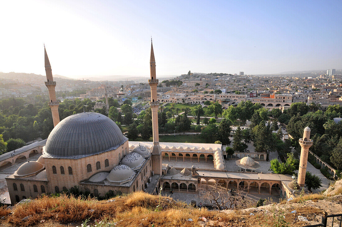 view from the Zitadelle on the  Mevledi-i Halil Mosque, Sanliurfa, southeast-Anatolia, Turkey