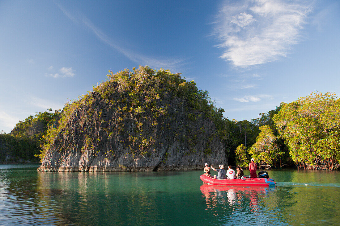 Tourists at Islands of Misool, Raja Ampat, West Papua, Indonesia
