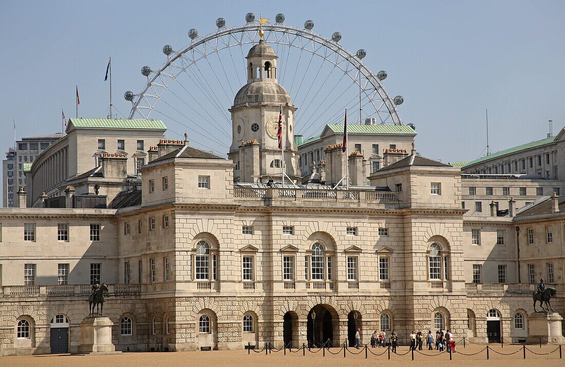 Ferris wheel London Eye behind the Horse Guards, England, Great Britain, Europe