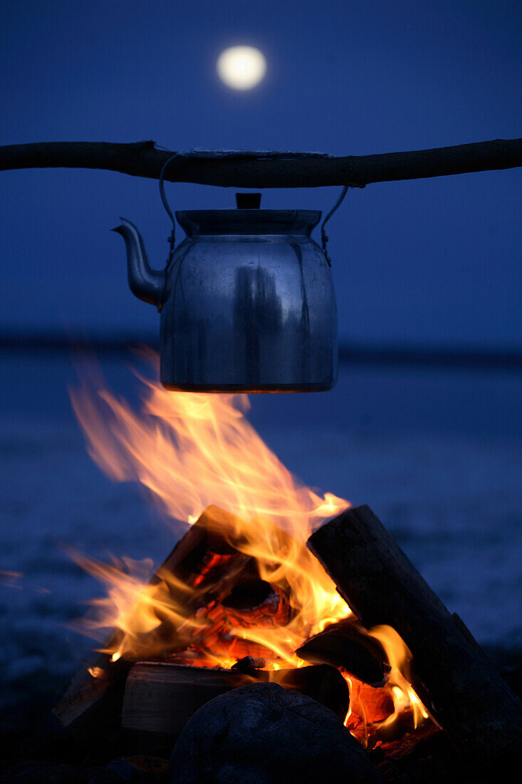 Coffeepot over fire