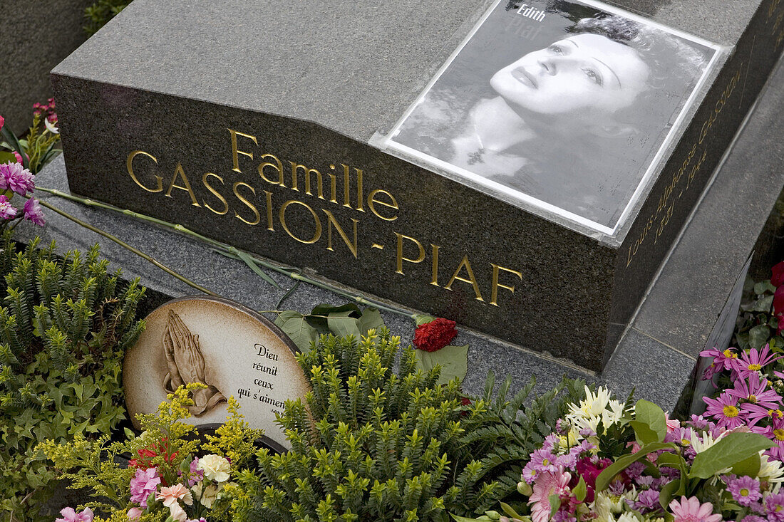 The grave of Edith Piaf, Père Lachaise, Paris, France