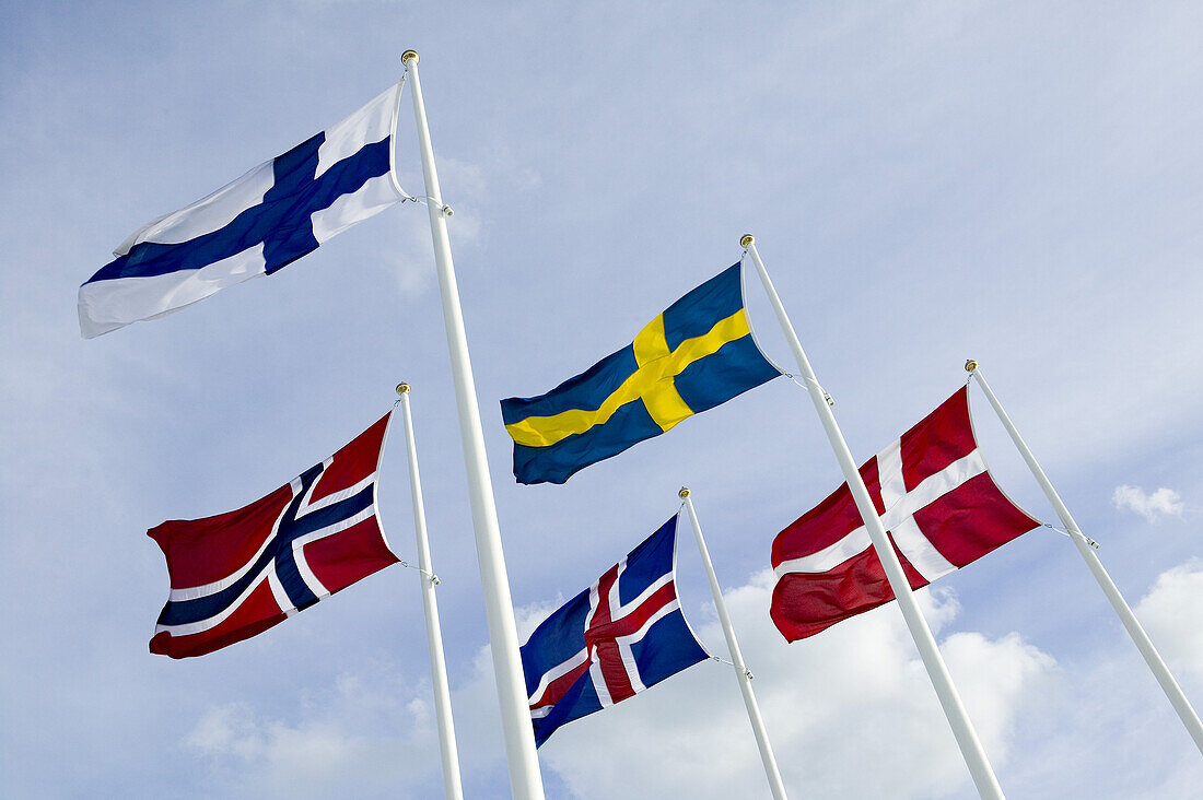 Flags of the scandinavian countries (Sweden, Finland, Denmark, Norway and Iceland)