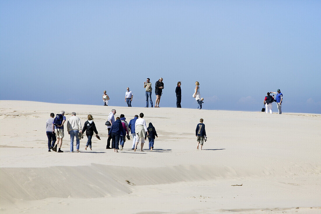 People are walking on sand dunes, Raabjerg Mölle, Denmark
